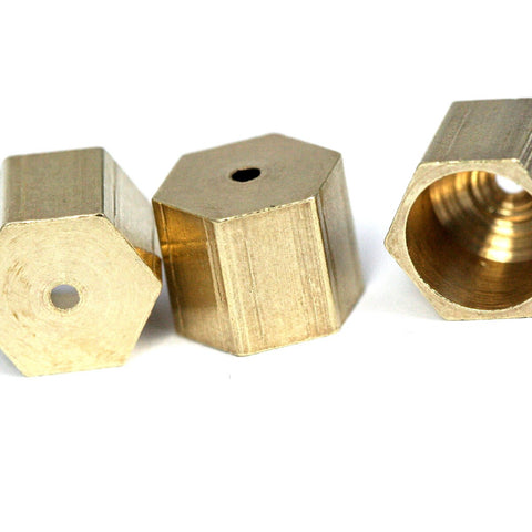 raw brass hexagonal end caps 8X7mm 7mm inner ENC7 1659