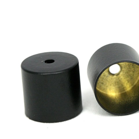 Black ends cap, 17x18mm 17mm inner with 3mm hole black painted brass cord  tip ends, findings ENC17 3414