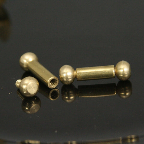 Brass barbell 2 pcs  7x24mm 4.5mm bar, 13mm inner lenght barbell, BB4 1742