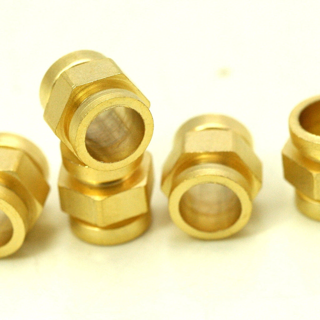 4 pcs  10x9mm ( 6mm hole) gold plated brass round tube finding charm bab6 1312G