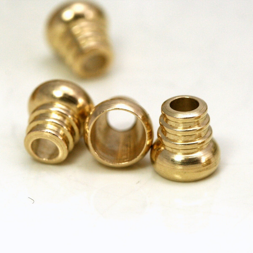 15 pcs raw brass 8x 8mm (hole 6mm 3.2mm) industrial brass Charms, end caps cord ENC6 1323R
