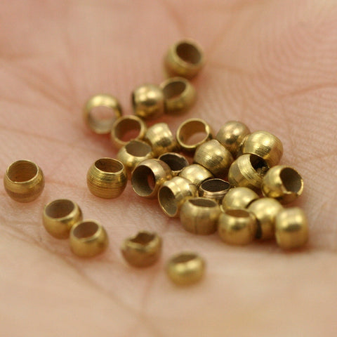 500 pcs 2,5mm (hole 1,4mm 15 gauge) raw brass crimp, spacer bead , findings fv11 bab1.4 1806