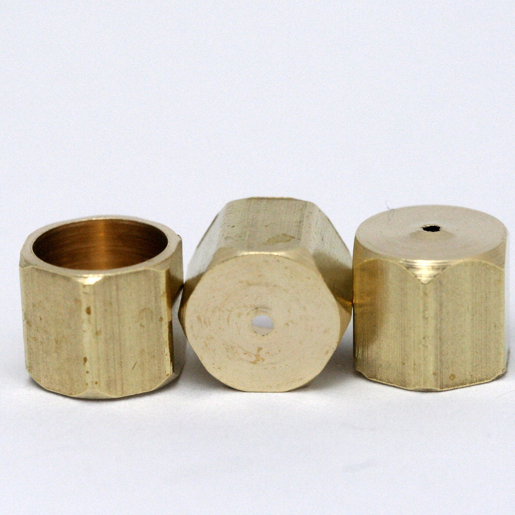 hexagon end caps, 10x9mm 9mm inner raw brass 1660 ENC9