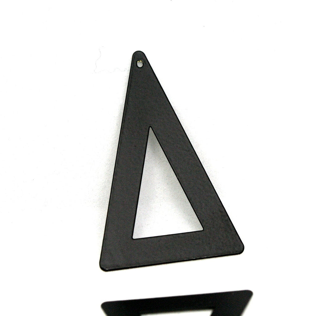 50x33mm black painted brass triangle tag 1 hole connector raw brass charms ,raw brass findings 4580B