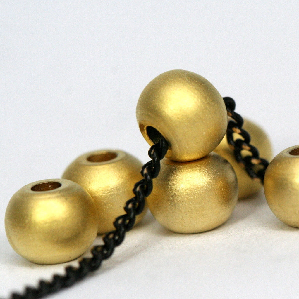 5 pcs 8mm (hole 12 gauge 2mm) gold plated solid brass spacer bead , findings bab2 1464